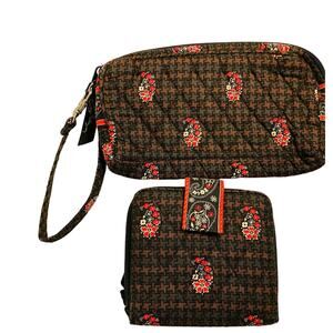 Retired  Bradle  Brown Houndstooth Mini Zip wallet and Wristlet Rare VTG